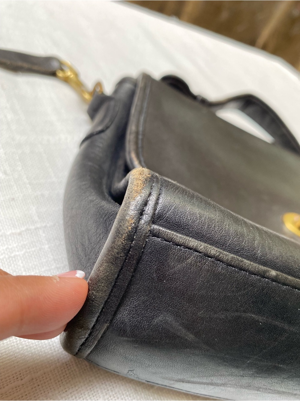Authentic Coach Vintage Classic Black Leather Top-Handle with strap - Picture 10 of 10